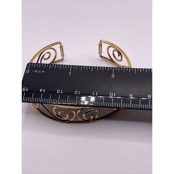 Vintage Krementz Gold Tone Swirl Scroll Open Work Cuff Bracelet - Picture 10 of 11
